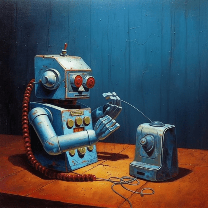 Roboter mit Telefon